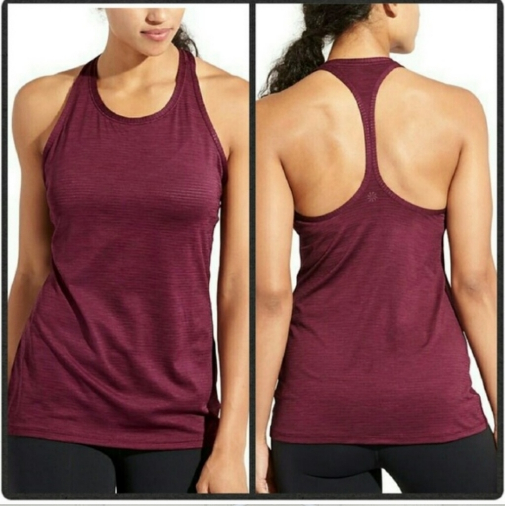 Athleta high neck shadow stripe chi tank